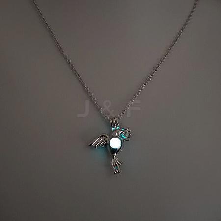 Alloy with Luminous Resin Bead Inside Pendant Necklaces for Women Men FS-WG4D5C2-17-1