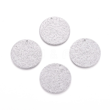Tarnish Resistant 304 Stainless Steel Textured Pendants STAS-I098-01-25mm-P-1