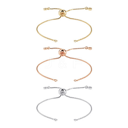 3Pcs 3 Colors Brass Box Chain Slider Bracelet Making KK-TA0003-12-RS-1