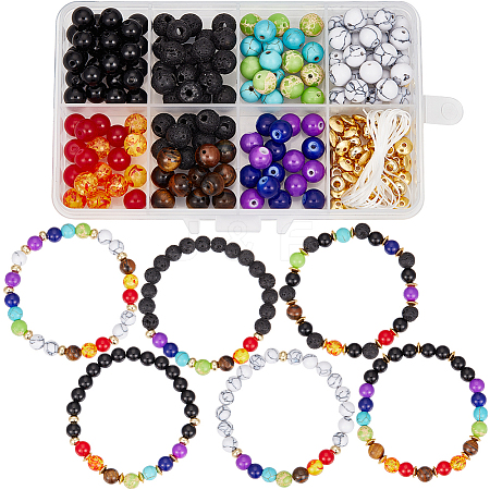 SUNNYCLUE DIY DIY Natural & Synthetic Mixed Gemstone Round Beaded Stretch Bracelet Making Kit DIY-SC0024-65-1