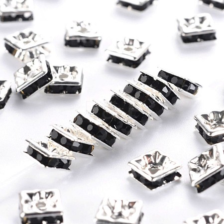 Brass Rhinestone Spacer Beads X-RSB072-04S-1