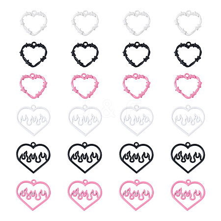 24Pcs 6 Style Spray Painted Zinc Alloy Pendants FIND-PJ0001-23-1