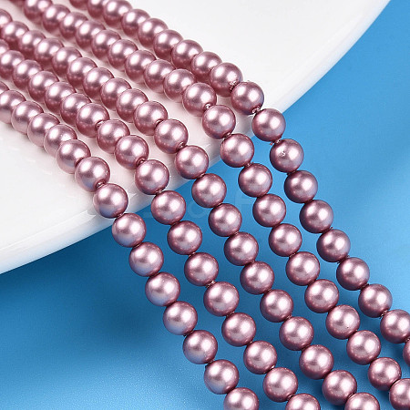 Baking Paint Pearlized Glass Pearl Bead Strands HY-N002-4mm-C01-1