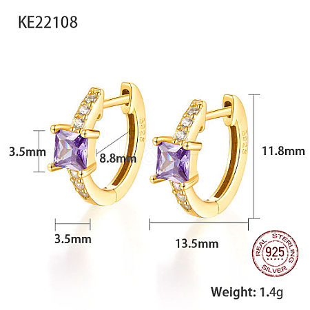 Real 18K Gold Plated 925 Sterling Silver Hoop Earrings ZC1005-1-1