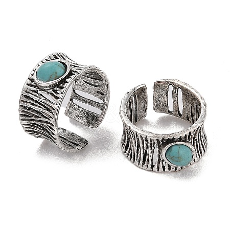 Oval Synthetic Turquoise Cuff Rings RJEW-B107-01AS-1