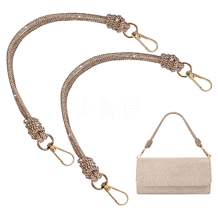2Pcs Glass Rhinestone Rubber Cord Bag Handles FIND-PH0059-68A-1