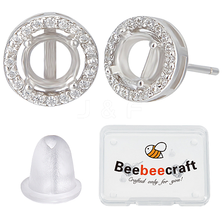 Anti-Tarnish Beebeecraft 1 Pair Rhodium Plated 925 Sterling Silver Studs Earrings Finding STER-BBC0005-68-1