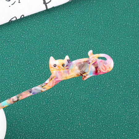 Cute Cat Cellulose Acetate Hair Sticks PW-WGAF884-06-1