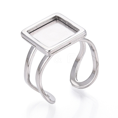 304 Stainless Steel Open Cuff Ring Components STAS-S080-041H-P-1