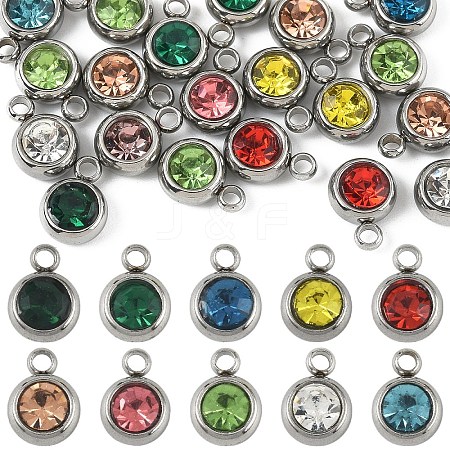 20Pcs 303 Stainless Steel Rhinestone Charms STAS-YW0001-17-1
