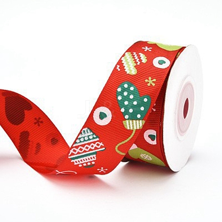 Christmas Theme Polyester Grosgrain Ribbon PW-WG86446-07-1