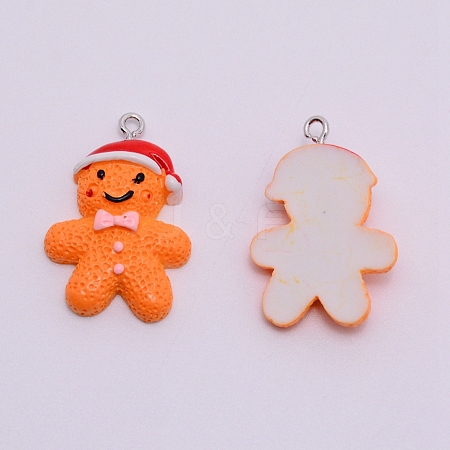 Opaque Resin Pendants with Platinum Tone Iron Accessories RESI-WH0014-13-1