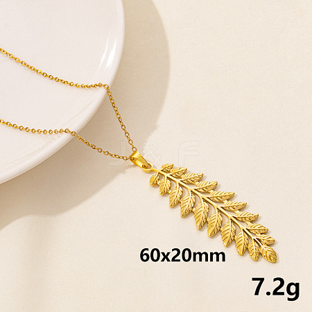 Stainless Steel Leaf Pendant Necklaces QM4235-4-1