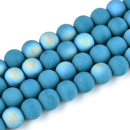 Frosted Opaque Glass Beads Strands GLAA-T032-P8mm-MBB13A-1