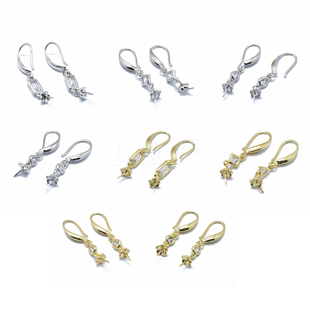 Brass Micro Pave Cubic Zirconia Earring Hooks KK-F795-06M-1