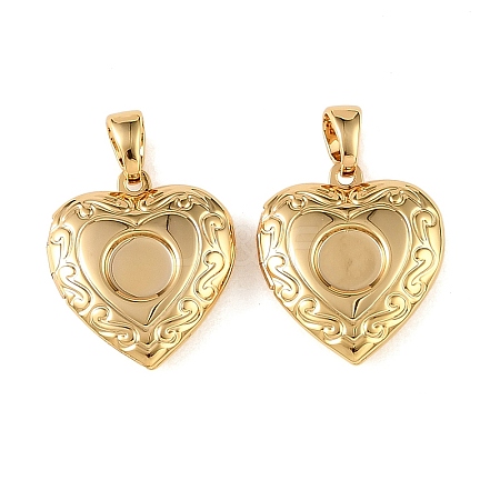 Floral Embossed Brass Locket Pendants KK-CBA7157-03G-1
