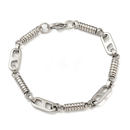 Non-Tarnish 201 Stainless Steel Column & Oval Link Chain Bracelet BJEW-B078-38P-1