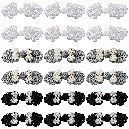 30Pcs 3 Colors Handmade Chinese Frogs Knots Buttons Sets AJEW-CY0001-48-1