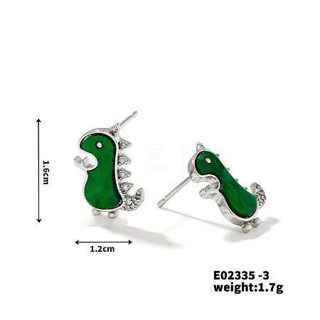 Cute Dinosaur Stud Earrings with Rhinestones AR1164-3-1