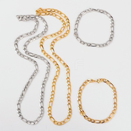 304 Stainless Steel Figaro Chain Necklaces and Bracelets Sets SJEW-L379-13-1