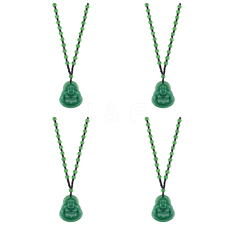 4Pcs Resin Imitation Gemstone Maitreya Buddha Pendant Necklace NJEW-FI0001-62A-1