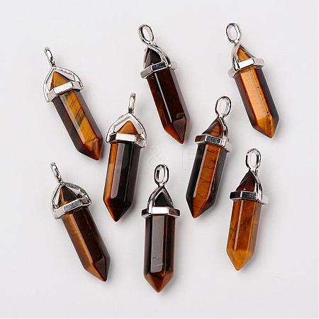 Natural Tiger Eye Double Terminated Pointed Pendants G-F295-05B-1