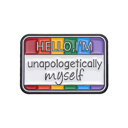 Pride Rainbow & Word Hello I'm Unapologetically Myself Enamel Pins PW-WG75816-02-1