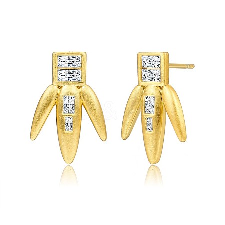Brass Micro Pave Cubic Zirconia Stud Earrings EJEW-BB70421-1