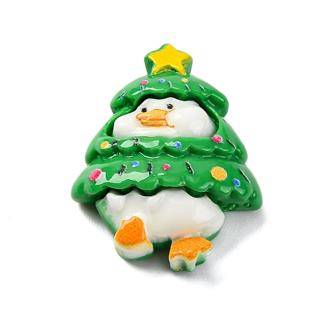 Christmas Duck Theme Opaque Resin Cabochons RESI-Q010-03E-1