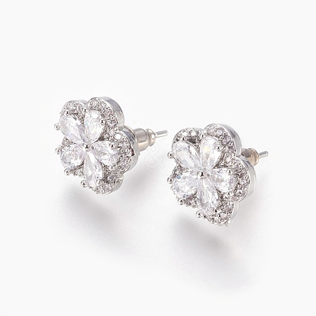 Cubic Zirconia Stud Earrings EJEW-P167-01P-1