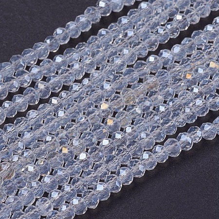 Electroplate Glass Beads Strands GLAA-F076-FR14-1