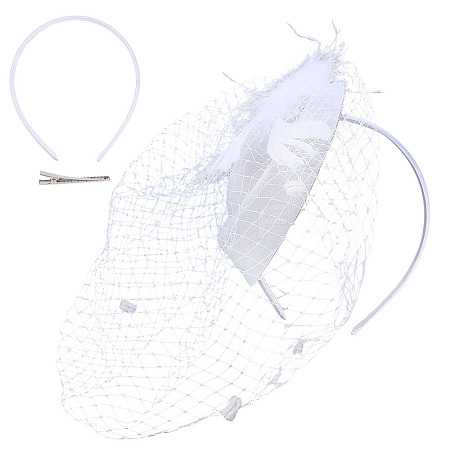Mesh Veil Cloth Hair Bands AJEW-WH0248-740B-1
