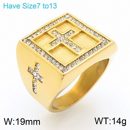 304 Stainless Steel Cubic Zirconia Finger Rings for Men FS-WG9BEFD-09-1