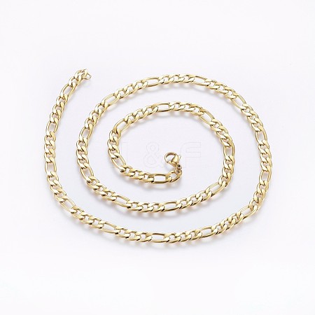 304 Stainless Steel Figaro Chain Necklaces NJEW-O102-16G-1