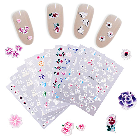 Fashewelry 10 Sheets 10 Patterns 5D Nail Art Stickers Anaglyph Decals MRMJ-FW0001-03-1