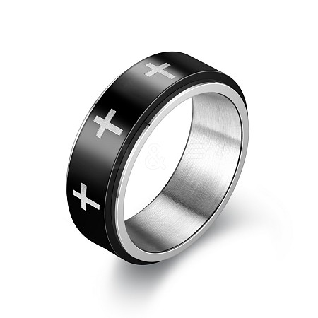 Titanium Steel Cross Rotating Finger Ring WG23678-08-1