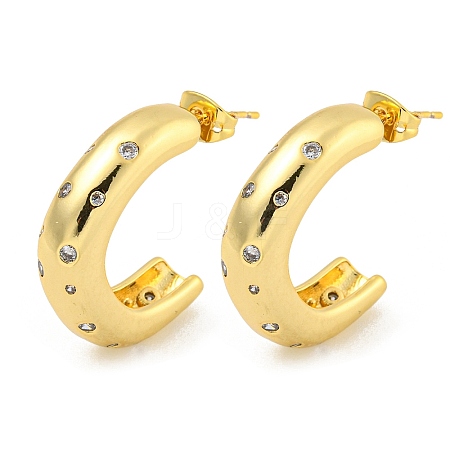 Rack Plating Brass Cubic Zirconia Stud Earrings EJEW-M247-24G-1