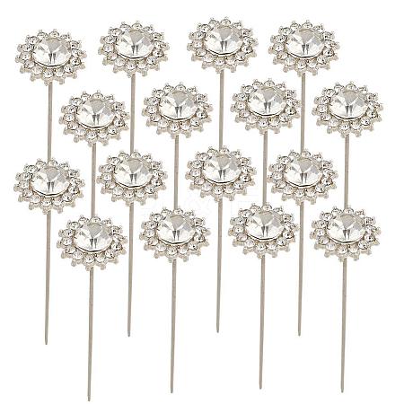 16Pcs Alloy Crystal Rhinestone Head Pins FIND-SP0004-63S-1