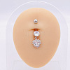 304 Stainless Steel Micro Pave Cubic Zirconia Belly Rings WGADED5-02-1