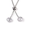 Adjustable Pearl and Brass Beaded Slider Bracelets BJEW-T022-15B-4