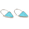 Synthetic Turquoise Triangle Dangle Hoop Earrings G-S359-363F-3