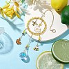 Alloy Enamel Bee Flower & Glass Beads Ring Pendant Decorations HJEW-TA00240-2