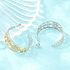 304 Stainless Steel Flower with Leaf Stud Earrings for Women SA-CBA45D5-30GP-3