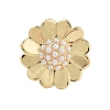Rack Plating Flower Brass Open Cuff Rings for Women RJEW-B064-18G-02-2