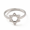 Non-Tarnish 304 Stainless Steel Star of David Adjustable Ring for Women RJEW-B027-13P-2