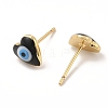 Enamel Heart with Evil Eye Stud Earrings EJEW-E274-02G-09-2