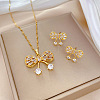 Brass Micro Pave Cubic Zirconia Pendant Necklace & Stud Earrings WG7AC39-54-1