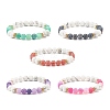 5Pcs 5 Color Natural Weathered Agate(Dyed) & Howlite Round Beaded Stretch Bracelets Set BJEW-JB08087-1