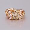 Gorgeous Tin Alloy Czech Rhinestone Hollow Heart Finger Rings For Women RJEW-BB14035-8-4