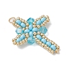 Glass Seed Beaded Cross Pendants PALLOY-MZ00826-06-3